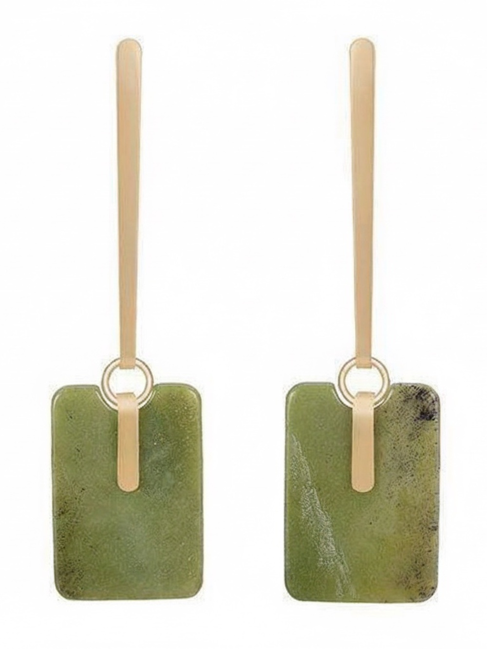 Womens Gold Tone‎ Green Long Stem Earrings